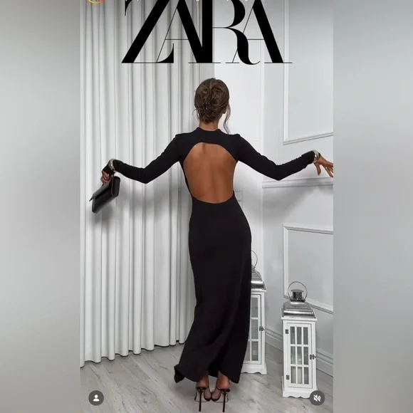 ZARA OPEN-BACK CREPE DRESS - Picture 3 of 12